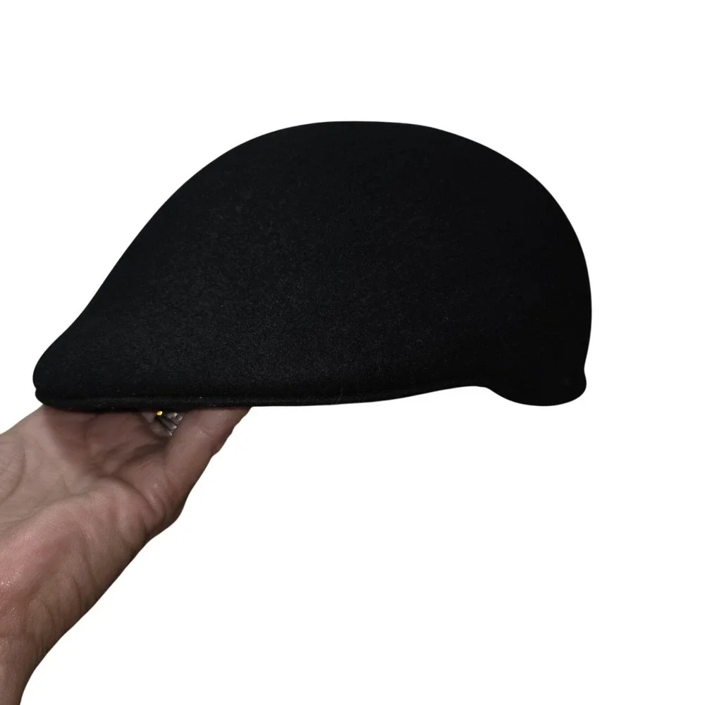 VTG Country Gentleman Hat Flat Cap XL Black Wool Felt Line Classic Winter Cabbie